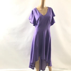 Vestido Tells Alto-Bajo Swing Vestido Imperio Cintura Mangas Volantes Talla M Púrpura Nuevo - Imagen 1 de 7
