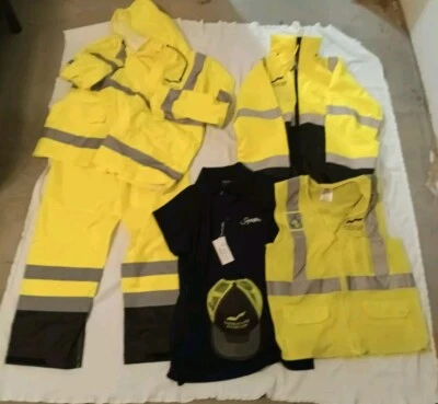 New RRI R&R Industries 6 Piece Yellow Reflective Jacket Vest, Top, Pants, Hat,  - Image 1 of 4