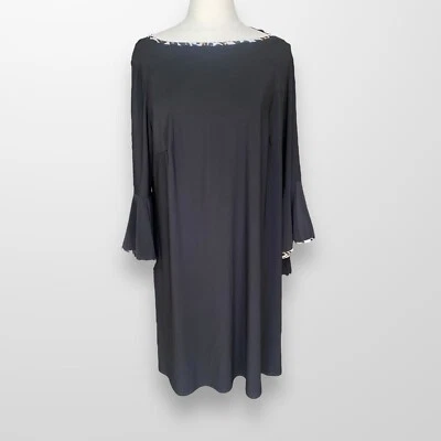 Roz & Ali Woman Size 2X Dress Black Stretch Slinky Flare Sleeve Travel - Image 1 of 4