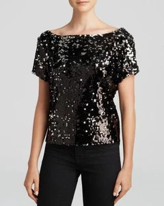 Camiseta Top Milly Silver Sequin Scoop Back S/S $235 Nueva con etiquetas 6 - Imagen 1 de 1
