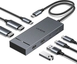 Docking Station7 in 1 UGREEN Revodok Pro USB C Dual 4k HDMI 100W PD - Picture 1 of 7