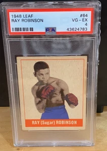 Raro 1948 Hoja #64 Sugar Ray Robinson Boxeo RC Novato PSA 4 En muy buena condición-ex Sharp - Imagen 1 de 4