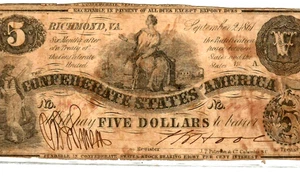 $5 "CONFEDERATE" (1800S) $5 "CONFEDERATE" (RICHMOND) $5 "CONFEDERATE" RARE!!! - Picture 1 of 3