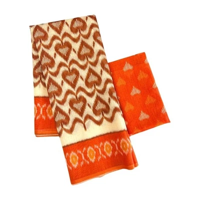 Nuevo sari estampado Ikkat Patola de lino y algodón para mujer con blusa Foto 1 de 3