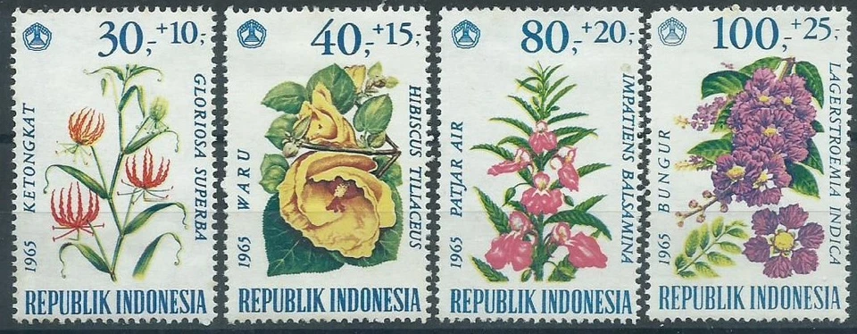 INDONESIE : SERIE 1965  "FLEURS" neuve avec traces de charnières - Imagen 1 de 1