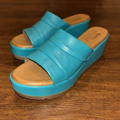 Spring Step Wedge Sandals Shoes Heel Blue Turquoise Women’s Size 38 Excellent - Image 1 of 4