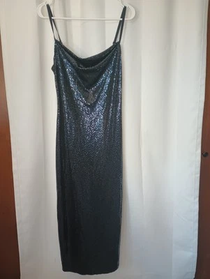 Bebe Y2K все над блестками скольжения платье средний черный тонкий сексуальный вечеринки Swiftie  - Изображение 1 из 4