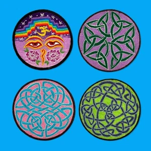 Embroidered Patch - Mystic Eyes or Celtic Knot Sew-On Applique - Picture 1 of 6