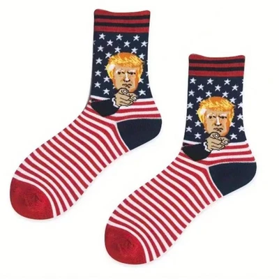 President Donald Trump Unisex Patriotic Novelty Socks Election Gift USA Stripes - Image 1 of 3