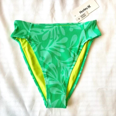 Hurley Marina Ribbed Swim Bikini Bottom Women's Medium M Jade NWT - Image 1 of 4