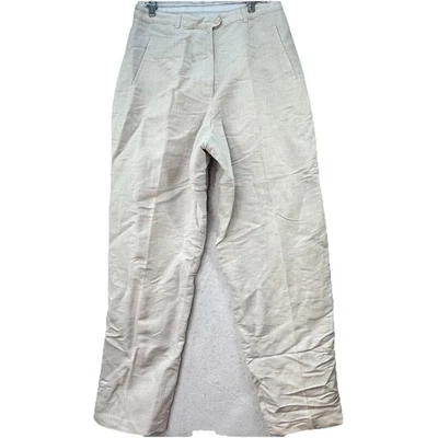 Vintage NWT Giorgio Sant Angelo Sz 14 Linen Blend Pants Khaki Beach Boho Tapered - Изображение 1 из 4