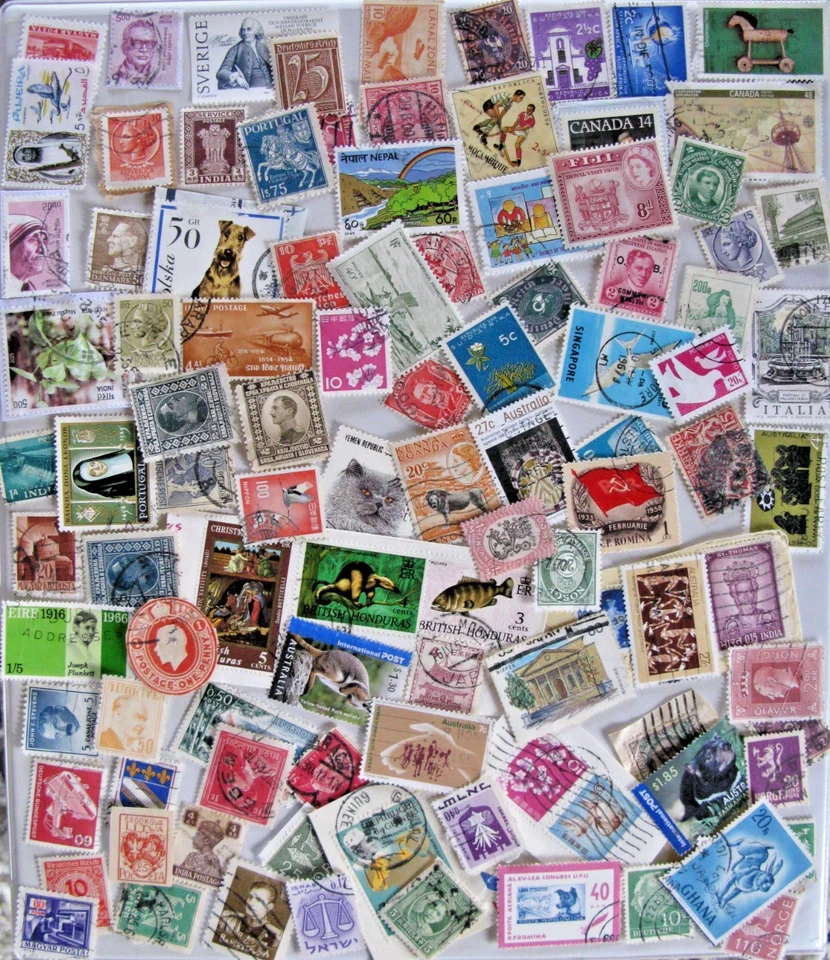 World stamps, used. lot of 100 stamps only:  $1.89+S. - Image 1 of 1