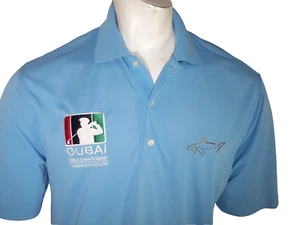 Greg Norman Medium Blue Poly/Spandex Polo Dubai Jumeirah World Golf Championship - Picture 1 of 6