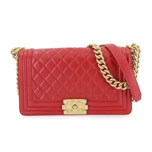 Borsa a tracolla CHANEL BOY CHANEL catena pelle rossa A67086 borsa 90277529 - Foto 1 di 11