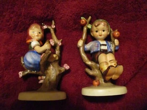 Vintage Hummel Figurines Apple Tree Boy & Girl 4 inches 60s TMK 3 Excellent - Picture 1 of 7