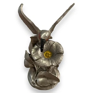 GATEHOUSE STUDIOS Fine Pewter Hummingbird on Flower 1986 Artist Signed #65 - Bild 1 von 9