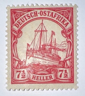 Travelstamps; Germany East Africa stamps 7 1/2 H Kaiser’s Yacht Mint OG NH WMK - Image 1 of 4