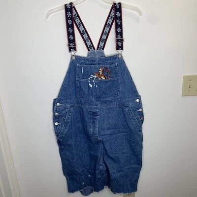 The Disney Store Womens XL Denim Winnie The Pooh Tigger Cut Off Shorts Overalls - Image 1 of 4