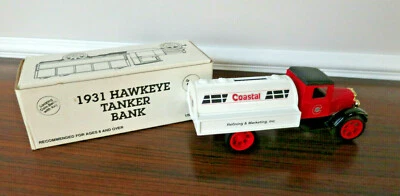 #15 VTG Ertl 1931 Hawkeye Coastal Tanker Truck Die-cast Coin Bank 1:34 w/Key NOS - Image 1 of 4