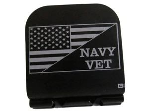 American Flag / NAVY Vet Laser Etched Aluminum Hat Clip Brim-it - Picture 1 of 9