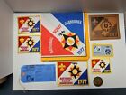 Vtg BSA LOT OF 9 1977 NATIONAL JAMBOREE Backpatch/PATCHES/SCARF/Sticker/Leather