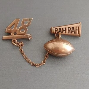 1940s Vintage Rah Rah School Cheerleader Football Dangle Brooch Pin 1948 - Picture 1 of 9