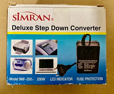 Simran SMF-200 Deluxe Step Down Voltage Converter Travel 240v To 120v - Image 1 of 3