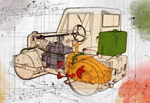 Impresión de póster artístico recortado de rodillo de carretera Aveling Barford GA - Imagen 1 de 1