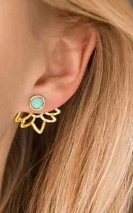 Turquoise Ear Jacket Earring-Turquoise Gold Filled Earing - Picture 1 of 9