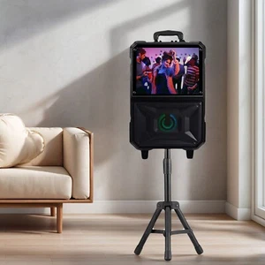 Dual 8" PA Portable Bluetooth Party Speaker Karaoke Machine w/Wireless Mic Stand - Picture 1 of 9