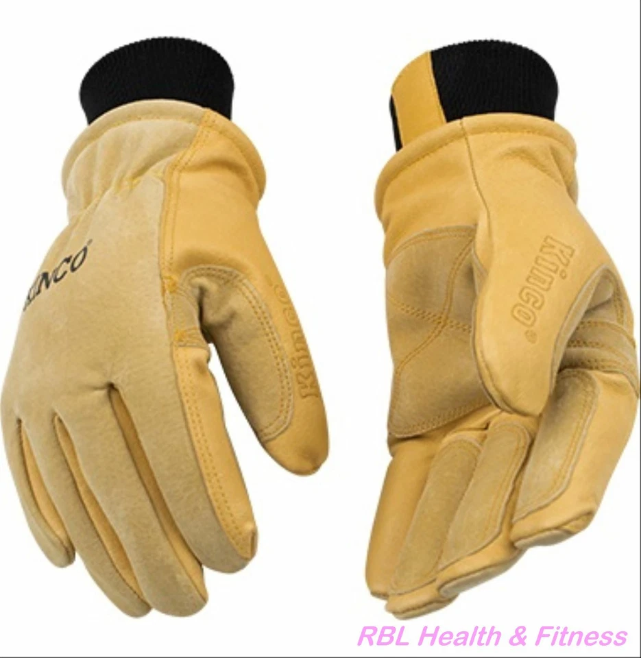 KINCO 901 Mens Lined Winter Premium Grain & Suede Pigskin Heatkeep Ski Gloves