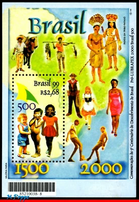 2711 BRAZIL 1999 DISCOVERY OF BRAZIL, HISTORY, MI# B108 RHM B-110, S/S MNH - Image 1 of 2
