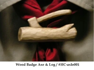 Hand Carved Wood Badge Axe & Log Neckerchief Slide - Picture 1 of 1