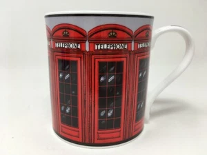 Halcyon Days Fine Bone China Cup Mug - Red Telephone Booths - Nice Condition - Picture 1 of 6