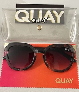 Occhiali da sole Quay Australia Noosa metallo nero tartaruga fumo 55 mm occhio di gatto NUOVI - Foto 1 di 8