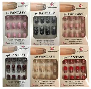 False Fake Nails Full Nail tips acrylic French artificial nails art with glue - Picture 1 of 15