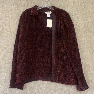 NWT COLDWATER CREEK Purple Short Sleeve Blouse W/ Button-up Jacket Shirt PL - Picture 1 of 6