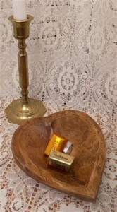 Mini Wooden Heart Bread Dough Bowl, Rustic French Country Carved Centerpiece D, - Picture 1 of 7