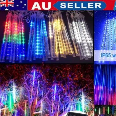 Solar Meteor Shower Lights Falling Star Rain Drop Icicle Light Christmas Xmas Au - image 1 of 4