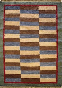 Alfombra de área multicolor Rugstc 4x6 Gabbeh, genuina anudada a mano, pila de lana - Imagen 1 de 5