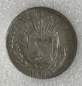 COSTA RICA 1892 5 CENTAVOS SILVER VERY NICE CONDITION DC - Picture 1 of 5