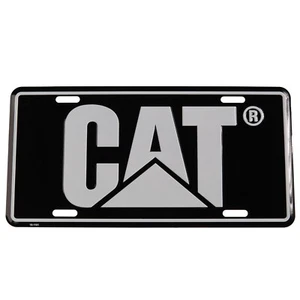 Caterpillar CAT Heavy Equipment 3D Embossed Black & Silver Metal License Plate - Picture 1 of 3