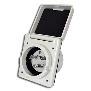 RV White 125/250V 30 amp Standard Twist Power Easy Lock Inlet for power cord - Picture 1 of 5