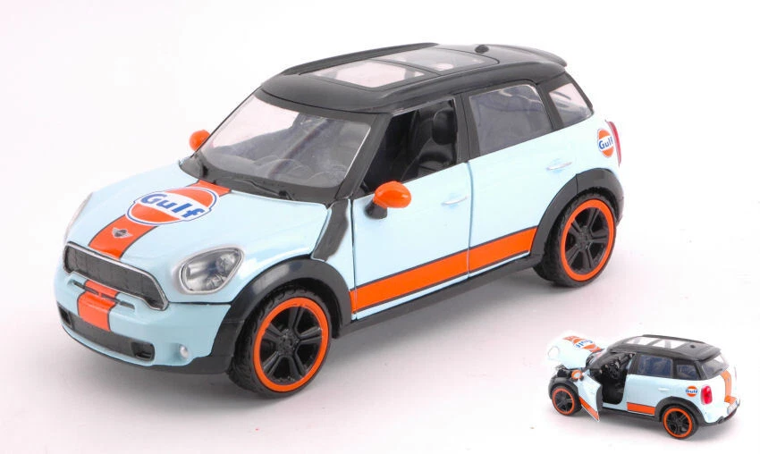 MotorMax MINI COOPER S COUNTRYMAN "GULF" LIGHT BLUE ORANGE 1:24 - Immagine 1 di 1