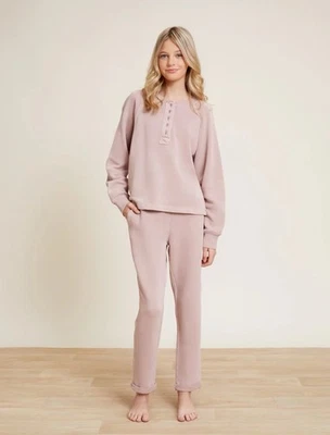 Pulôver Barefoot Dreams Girls 8-10 Malibu escovado Terry Henley rosa - Imagem 1 de 4