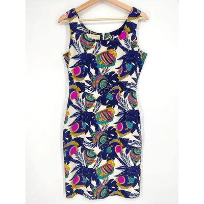 Vestido para mujer Spencer Jeremy de seda con estampado de peces tropicales sin mangas talla 4 Foto 1 de 4
