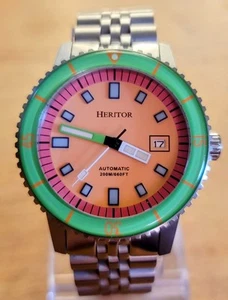 Heritor Edgard Automatic Orange Dial Men's Watch HR9107 zodiac seawolf homage - Picture 1 of 15