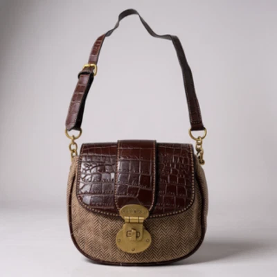 Bolso de Mano Chaps con Combinación Imitación Cuero Croodile y Tela Espiga Foto 1 de 3