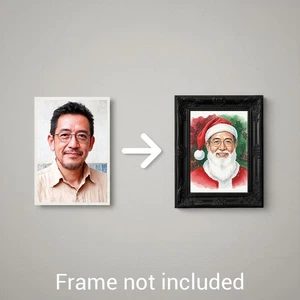 Custom Santa Portrait Print Personalized Christmas Character Photo Gift - Picture 1 of 10