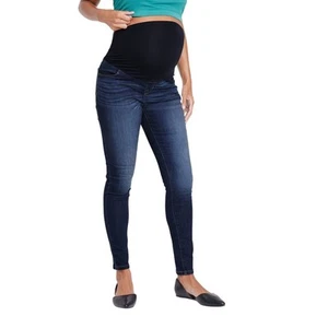 isabel Maternity By Ingrid & Isabel Wash Skinny Maternity Jeans Dark Blue 6 - Picture 1 of 10